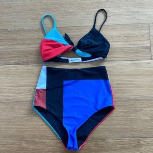 Color block high waisted bikini